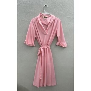 Ms. Sugar Womens Robe Size 12 Pink Pullover Collared Half Sleeve Vintage